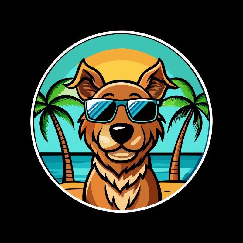 Pudelpointer Dog Breed Cartoon Sunglasses Beach