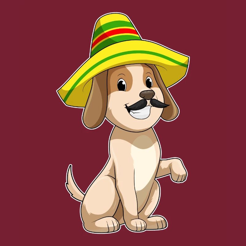Chien comme mexicain avec chapeau de paille