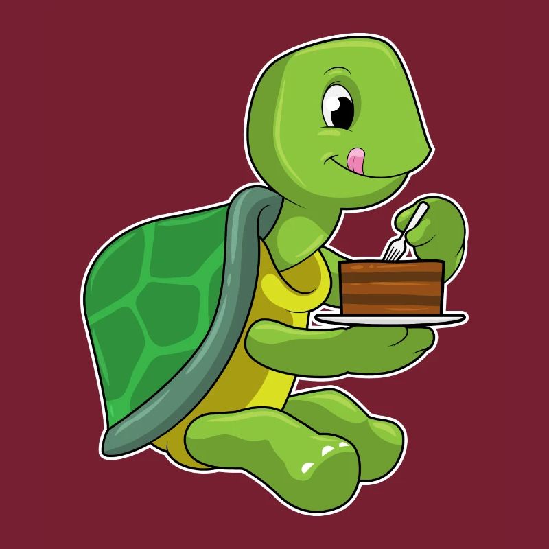 Tortue avec gâteau