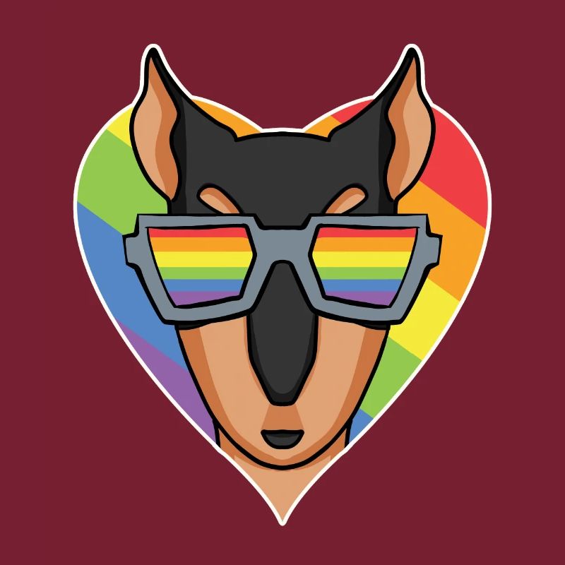 Regenbogen - Hund mit Brille - Dobermann