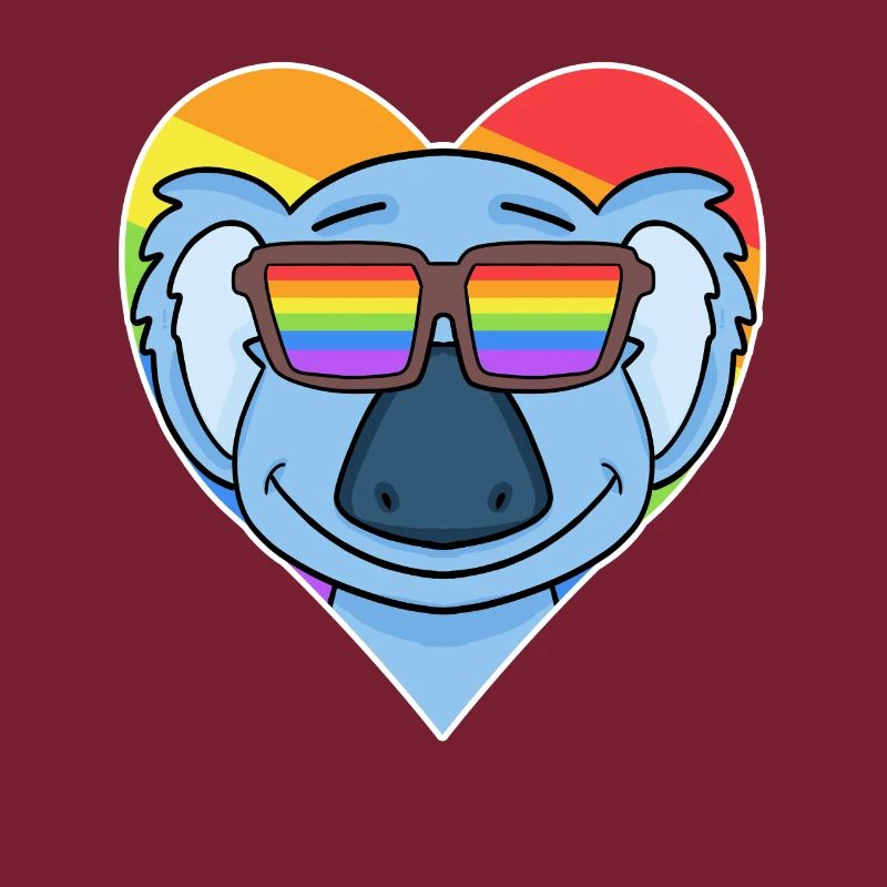Regenbogen - Koala mit Brille und Herz