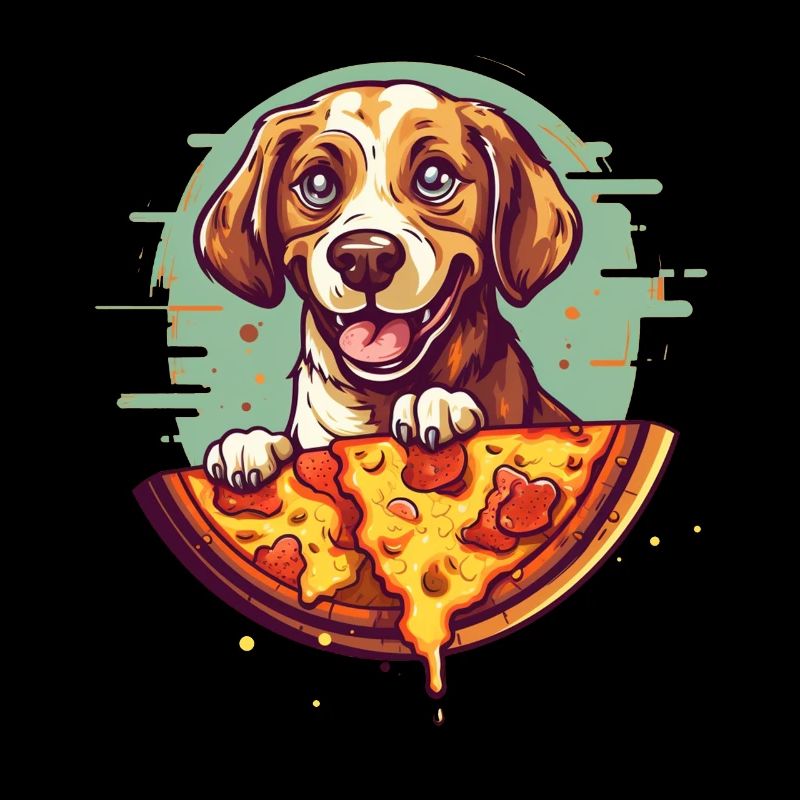 Hund mit Pizza