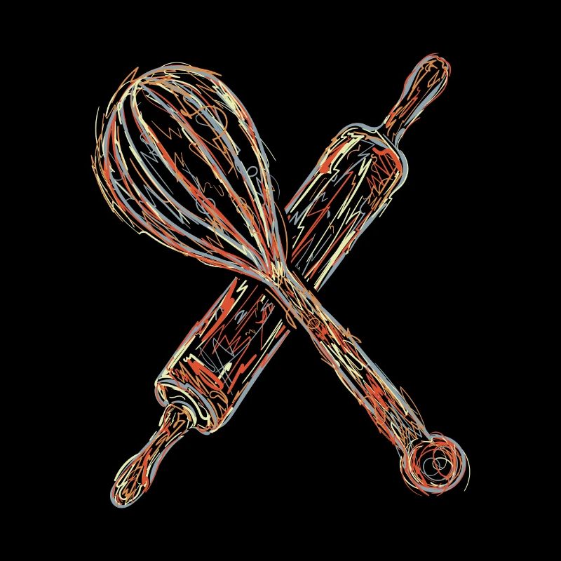 Dessin du rouleau à pâtisserie et du batteur à main