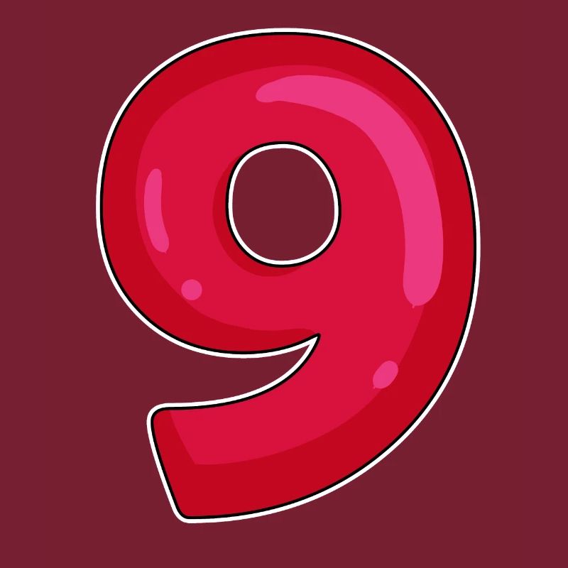 NINE - 9 - Digit red