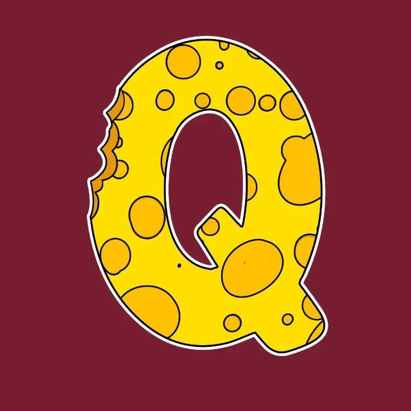 Lettre Q - Lettre initiale Q - Motif de fromage