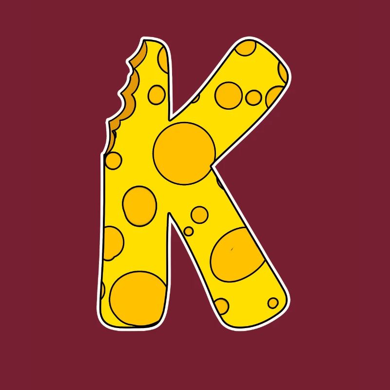 Letter K - Initial Letter K - Cheese Motif
