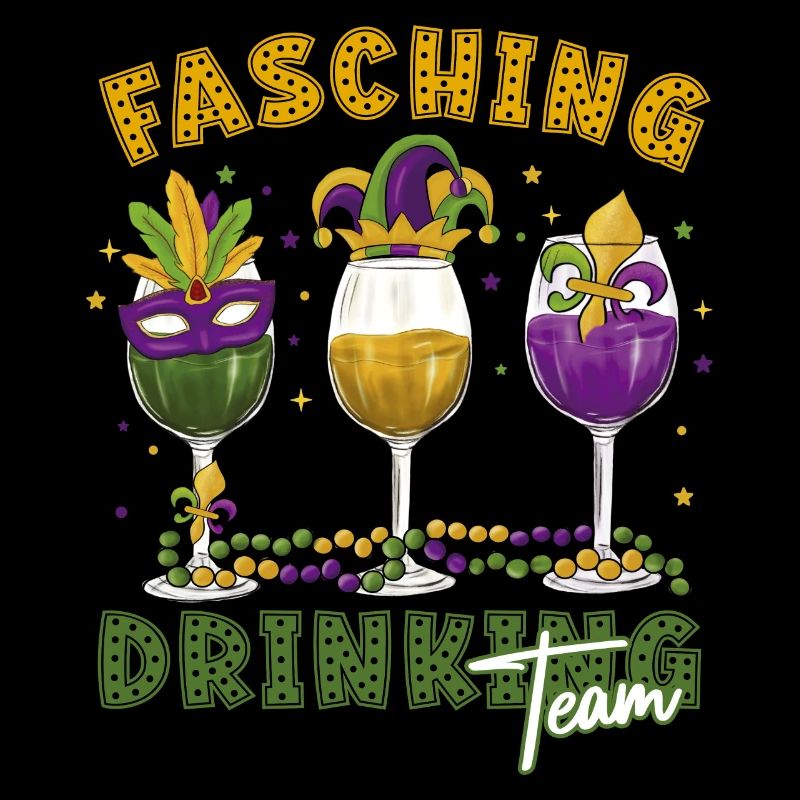 Fasching Karneval Drink Team Masken Gläser