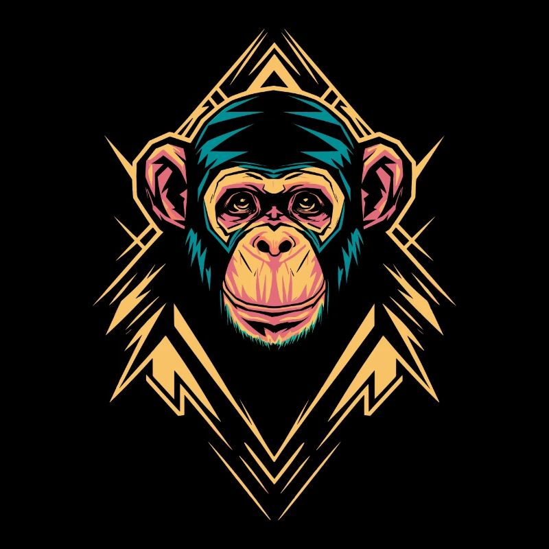 Tête de singe aux formes géométriques