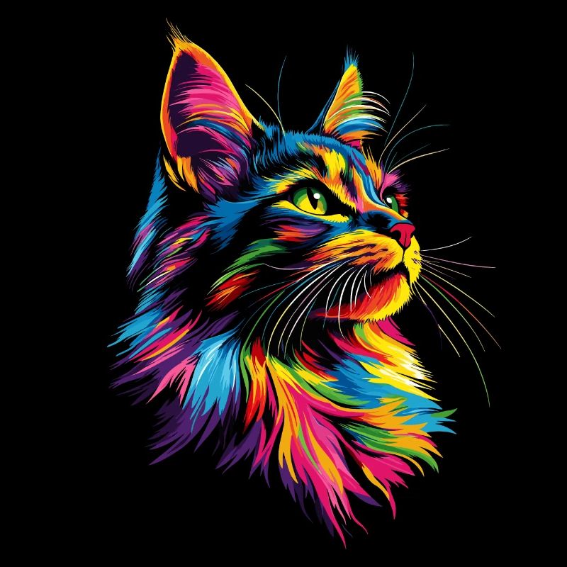 Maine Coon Chat Arc-en-ciel coloré Maine Coon Chats