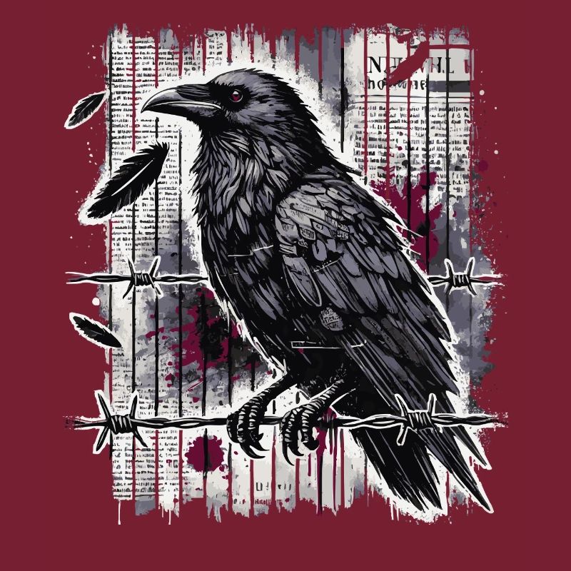 Rabe auf Stacheldraht - Gothic Dark Art