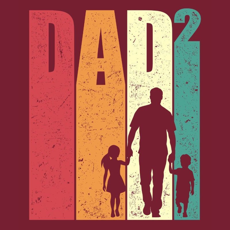 Dad Hoch 2 Papa Tochter Sohn Retro Geschenk