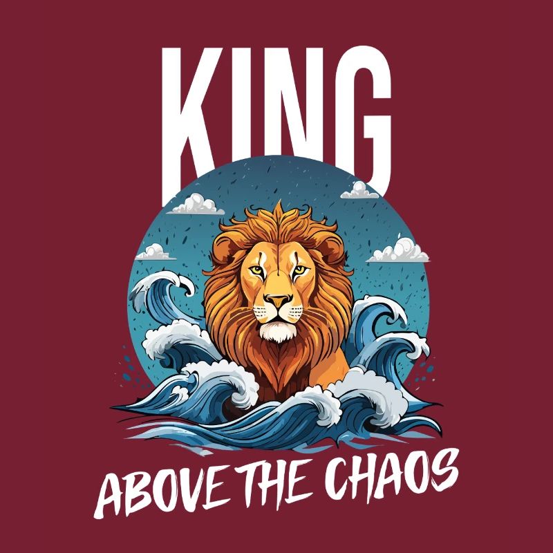Tête de lion majestueuse avec le bruit de l’eau