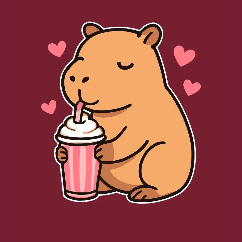 Capybara mit Milkshake – Süßes Tierdesign