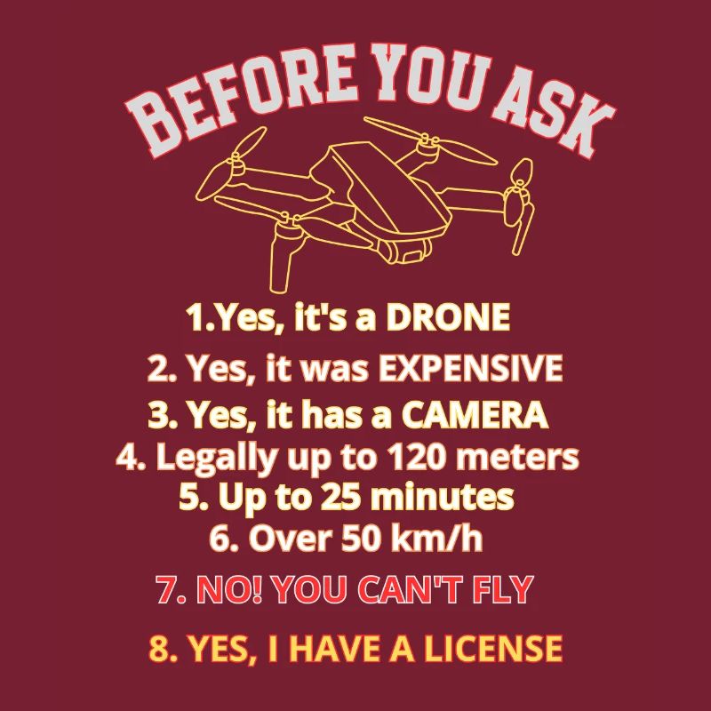 Humorous Drone License Graphic, rules drone pilot