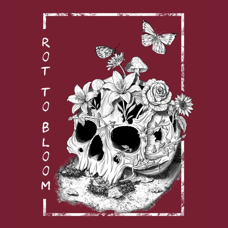 conception de style de tatouage de crâne floral, rouge à fleurir
