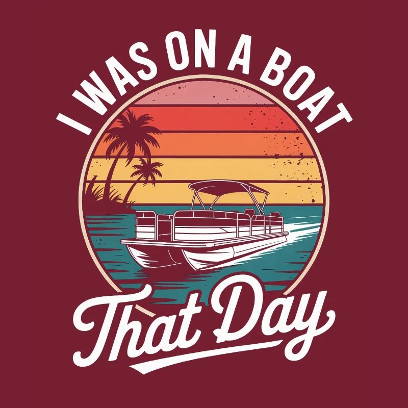 I Was On A Boat That Day Pontoon Boat Retro Funny