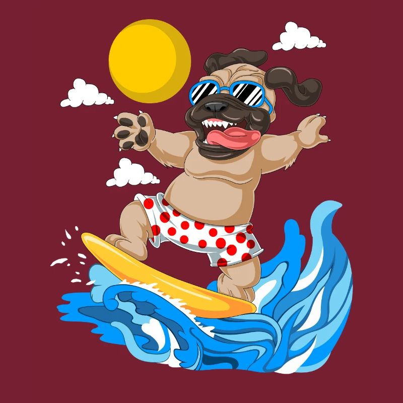 Pug Surfing Tee de plage d’été