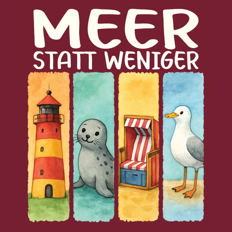 Moin Leuchtturm Robbe Strandkorb Möwe Küste