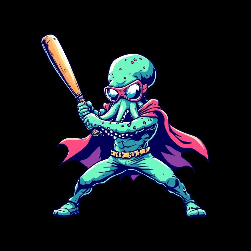 Baseball Octopus Superhero