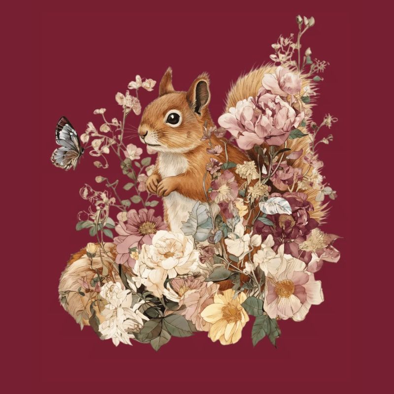 Eichhörnchen, Tier, Blumen, Schmetterlinge