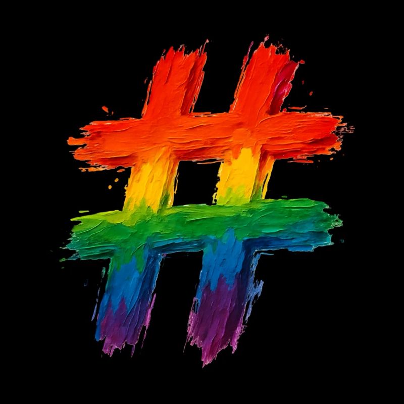 Bunter Hashtag in Regenbogenfarben gepinselt