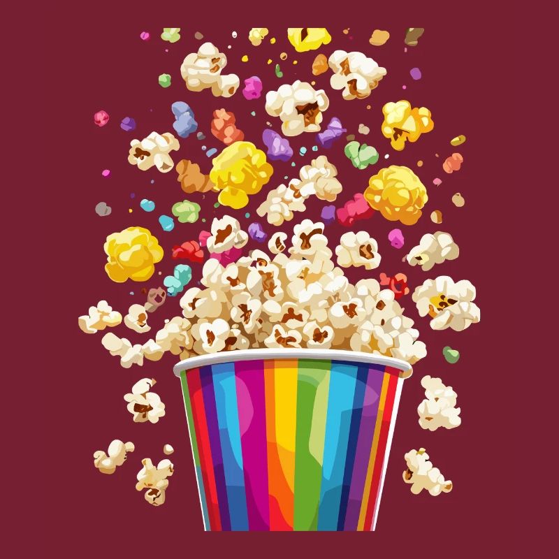 Bunte Popcorn Explosion Aus Regenbogen Becher
