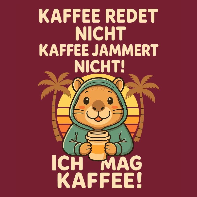 Café de capybara en disant coucher du soleil