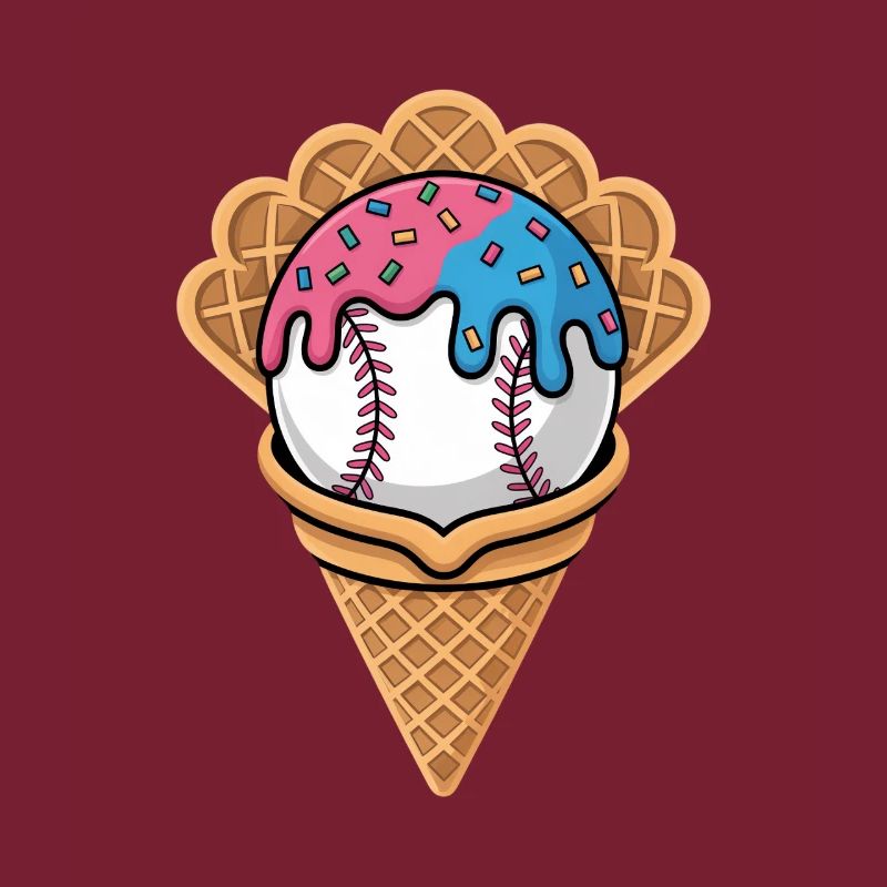Glace de baseball dans une gaufre avec des vermicelles