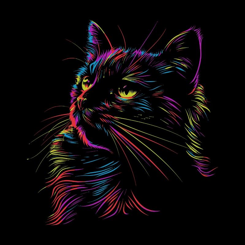 Colorful cat art in sketch style
