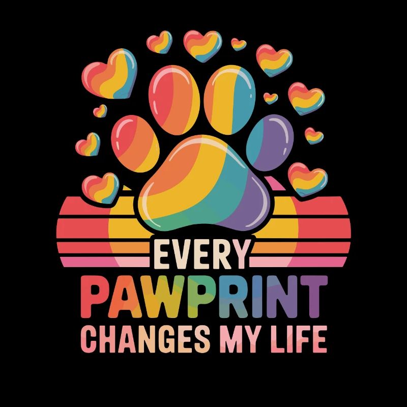 Every Pawprint Changes My Life Rainbow Paw