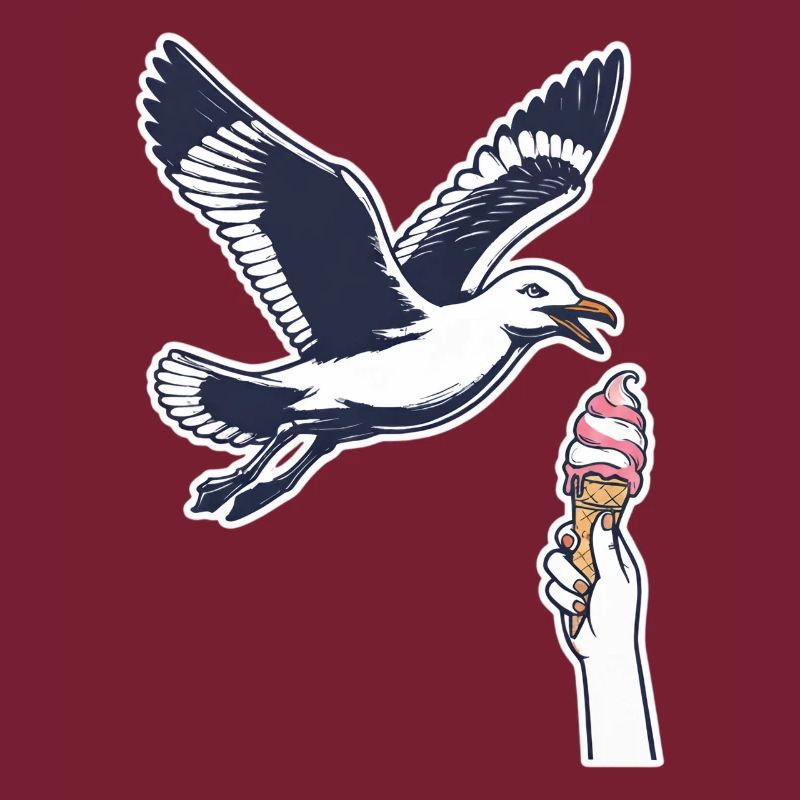 Lustige Möwe Stiehlt Eiscreme