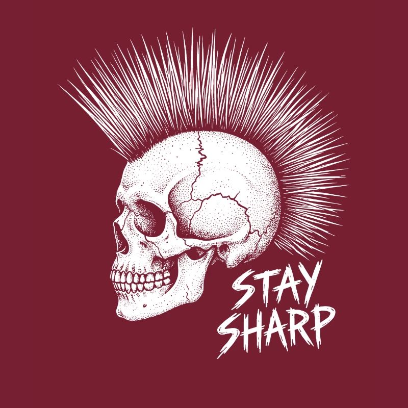 Stay Sharp Punk Skull – Irokese Totenkopf Design