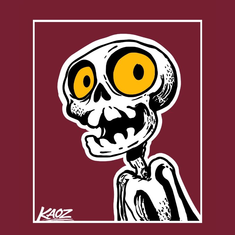 Skeleton Cartoon with Big Yellow Eyes