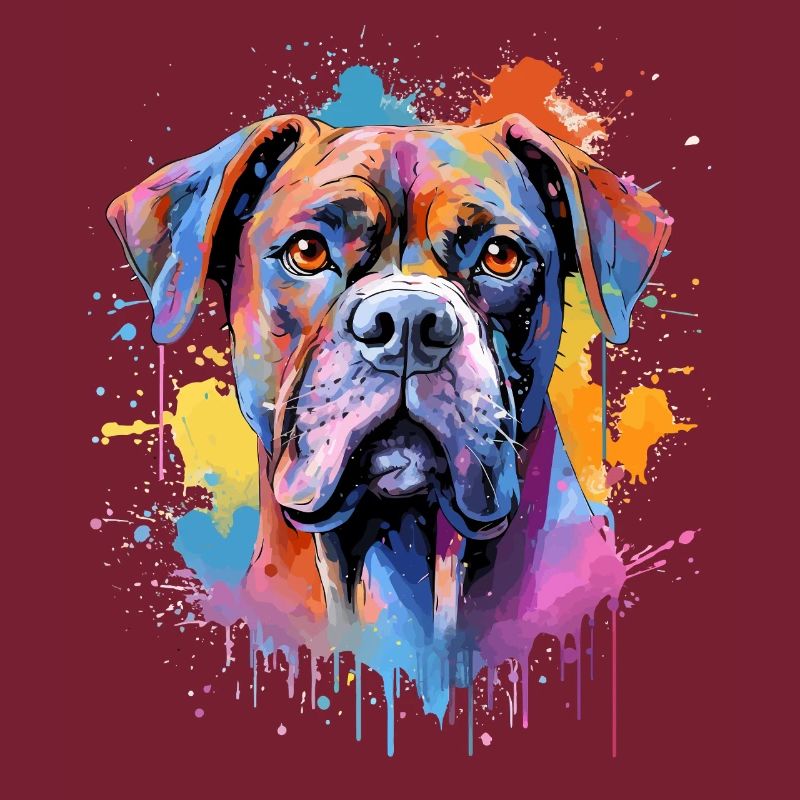 Bunte Splash Art Boxer-Hund