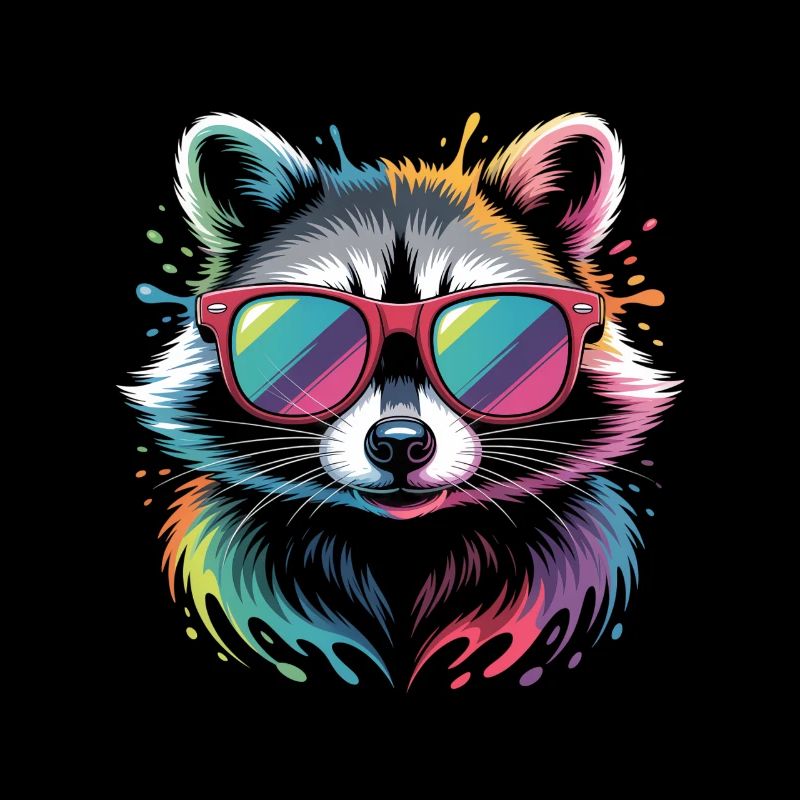 Bunter Waschbär Wasserfarben Spritzer