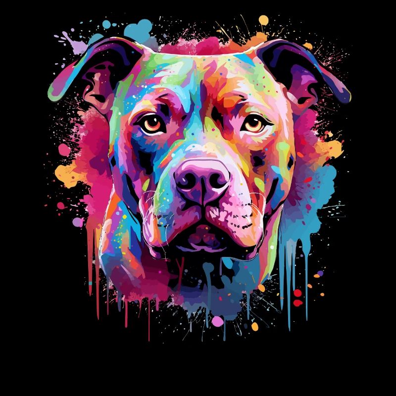 Pitbull Dog Splash Art Bunt