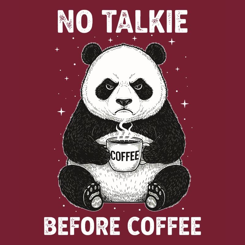 Pas de conversation devant un panda amateur de café