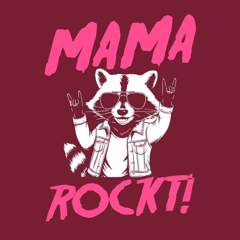 Waschbär Mutter Coole Rocker Mama