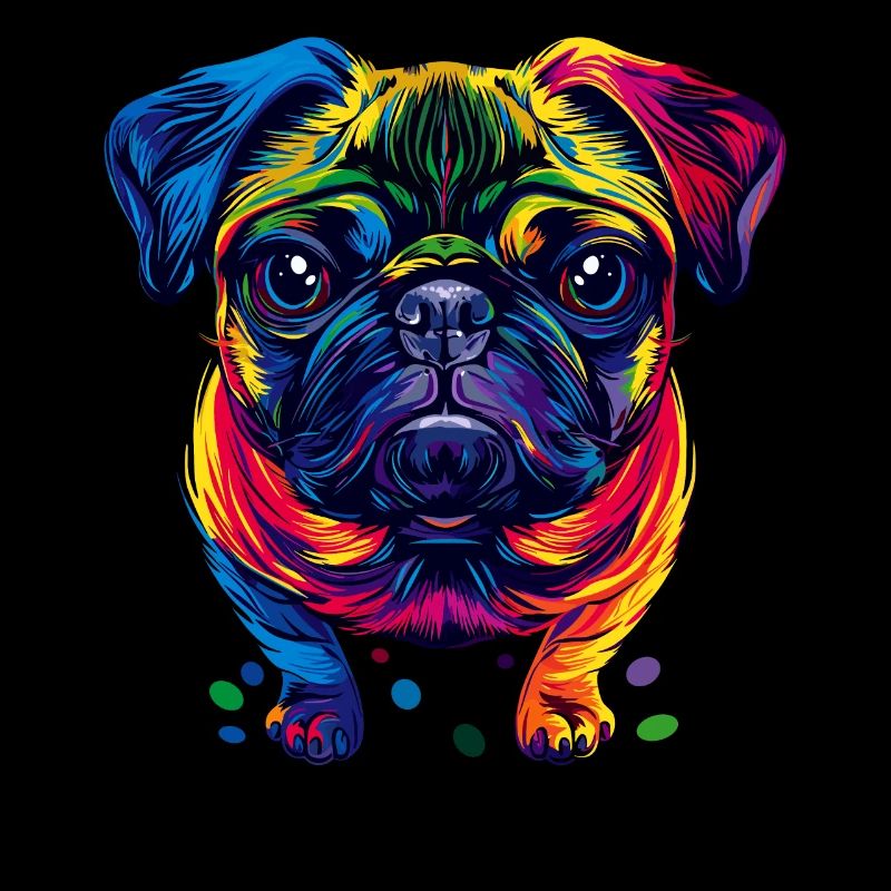 Mops Hund Bunte Farben Pop Art Regenbogen Carlino