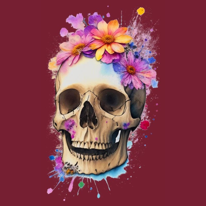 Schädel mit Blumen