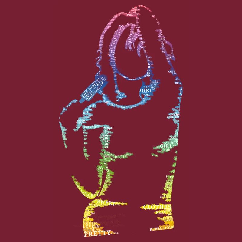 Fille avec de la crème glacée faite de mots