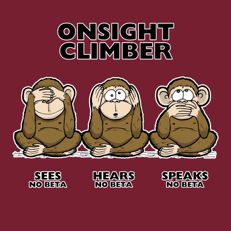 On Sight climber three wise monkey climbing t-shirt