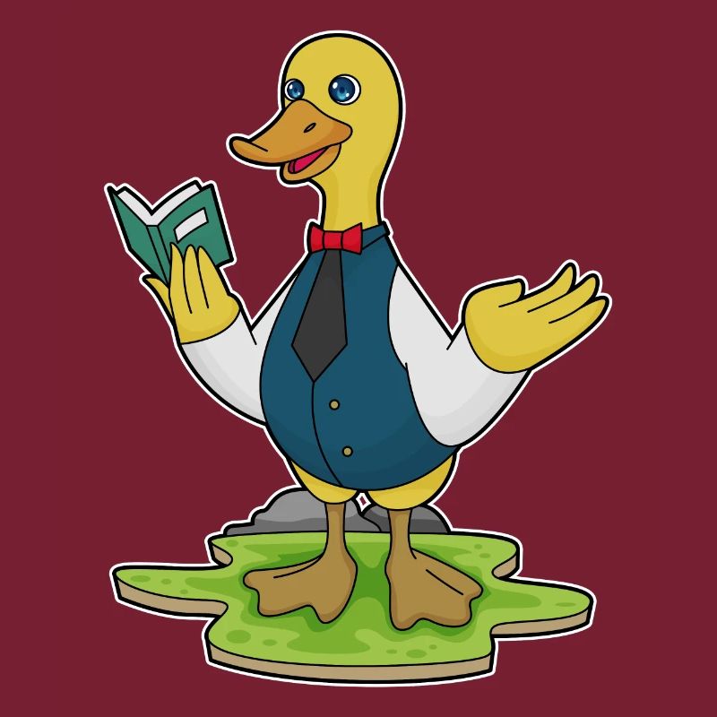 Ente als Lehrer mit Buch