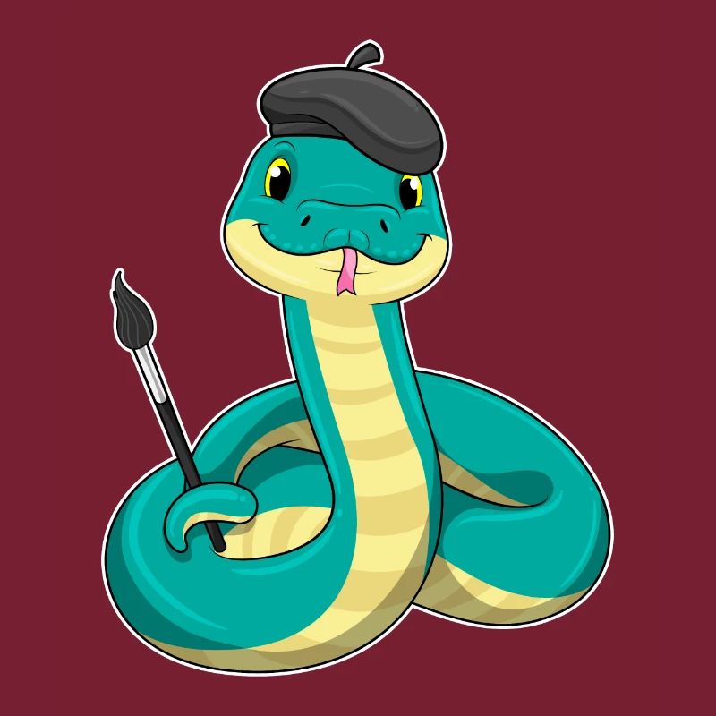 Snake as a painter with a brush