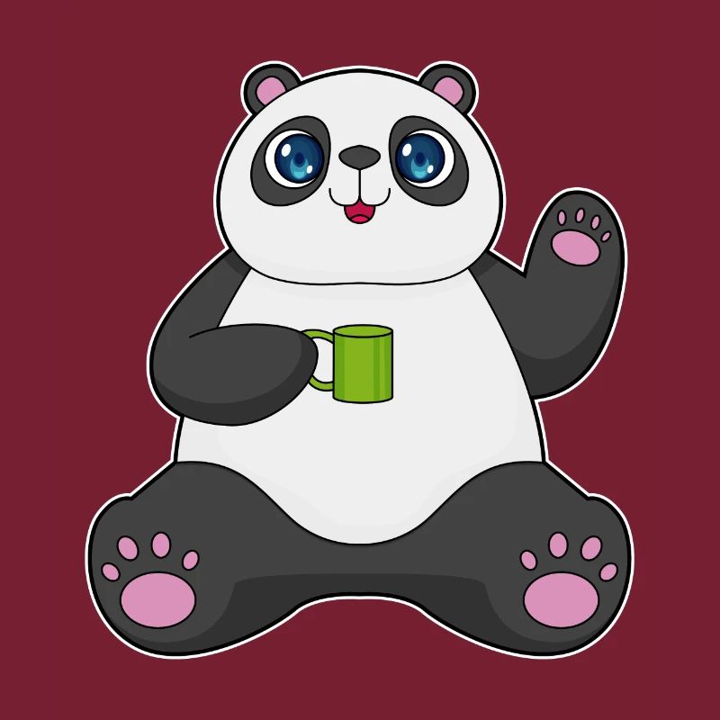 Panda mit Kaffeebecher