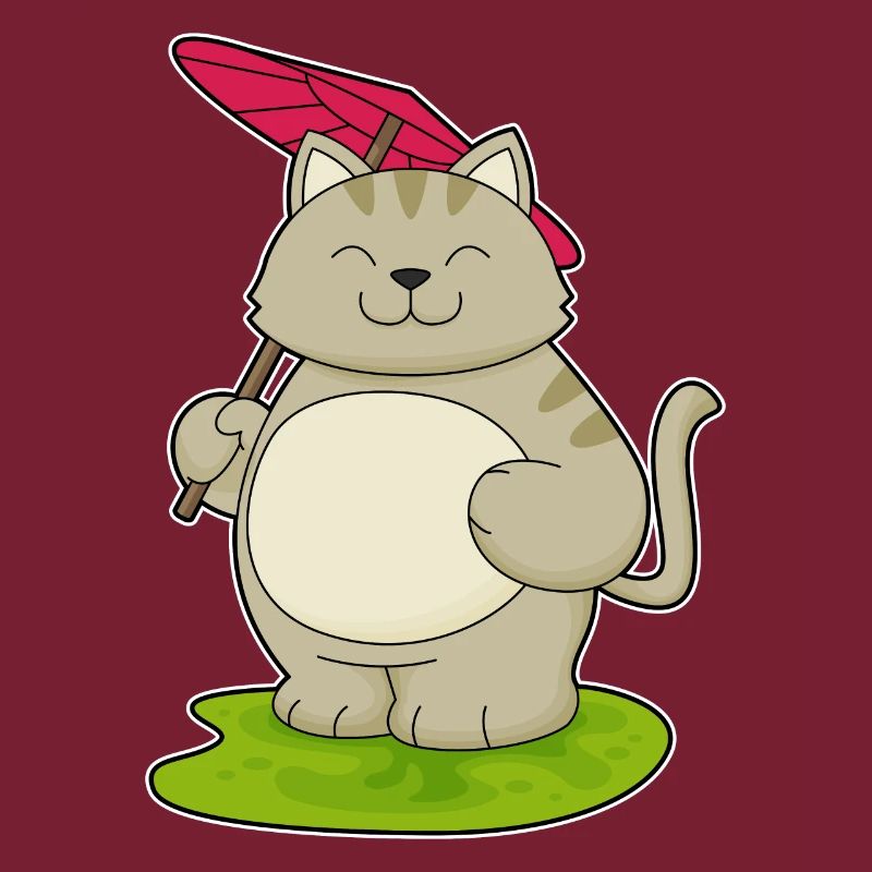 Chat avec parapluie