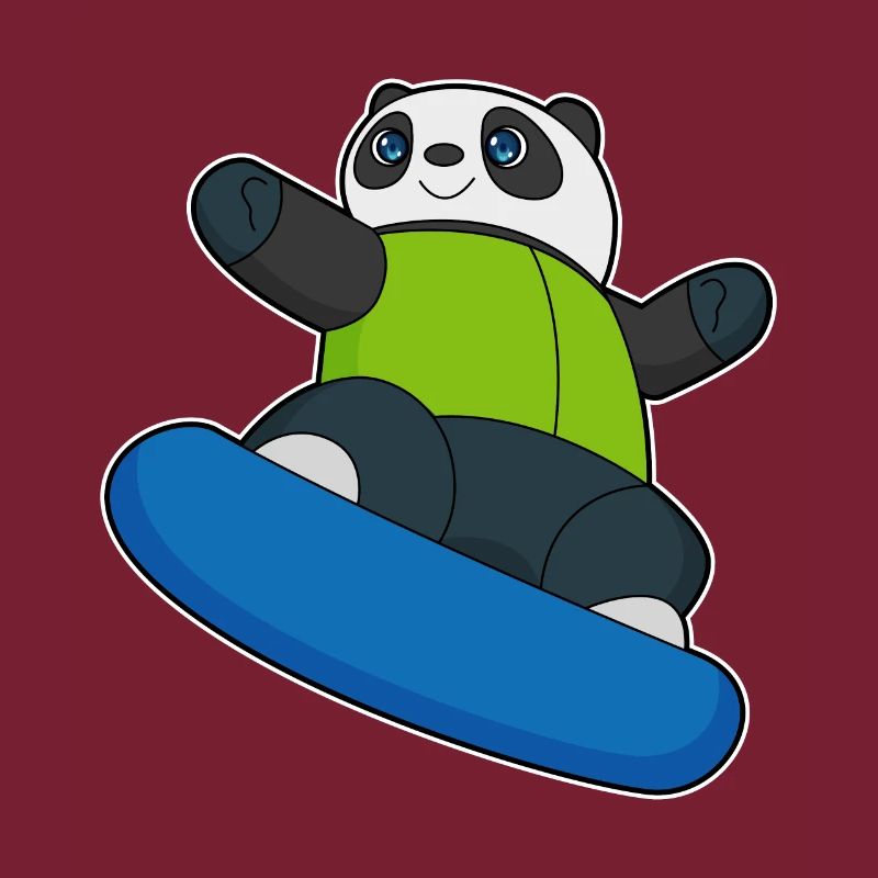 Panda as a snowboarder with snowboard