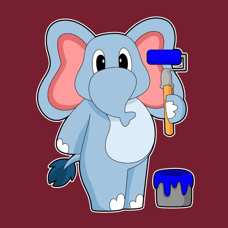 Elefant Malen Pinsel Farbeimer