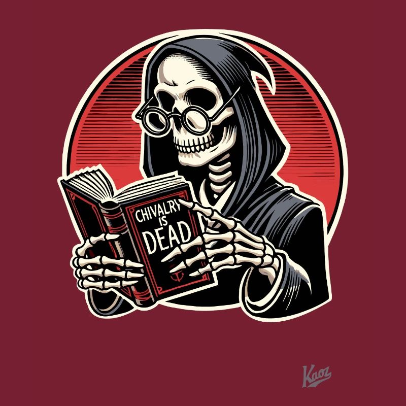 Ritterlichkeit ist tot – Sensenmann mit Buch