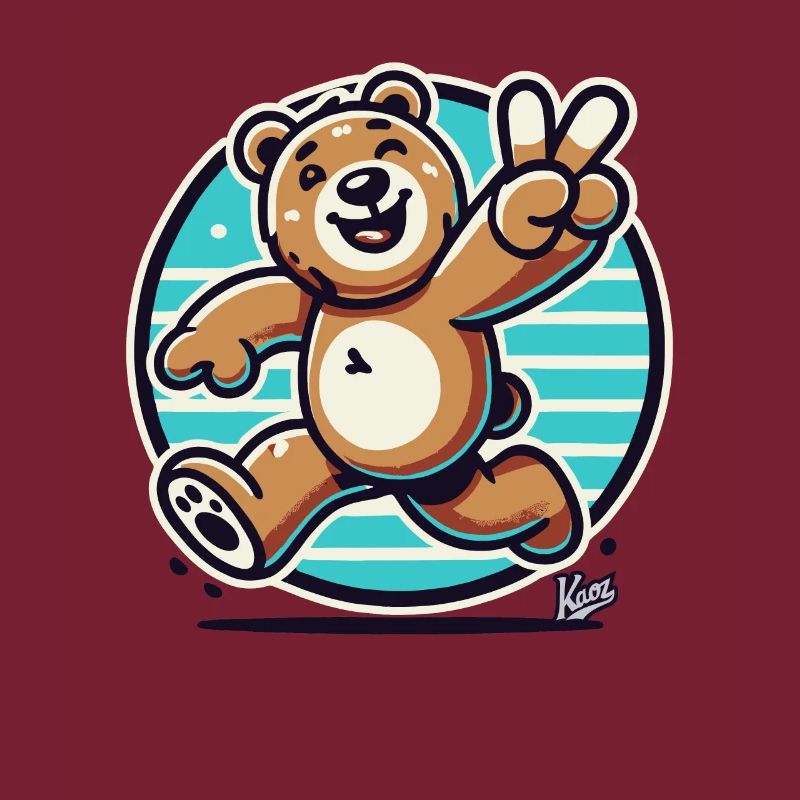 Ours courant avec clin d’œil et signe de paix